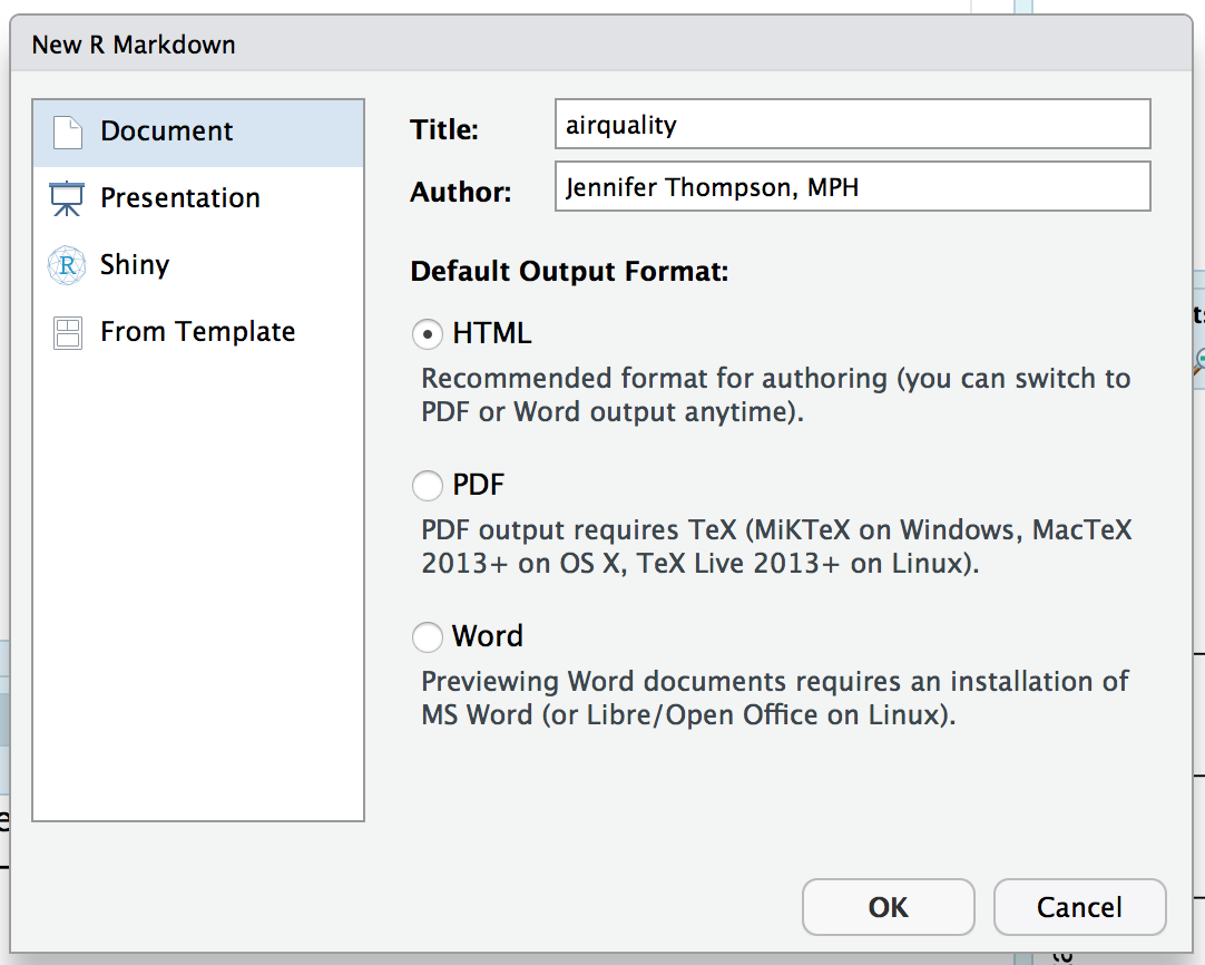 RStudio example