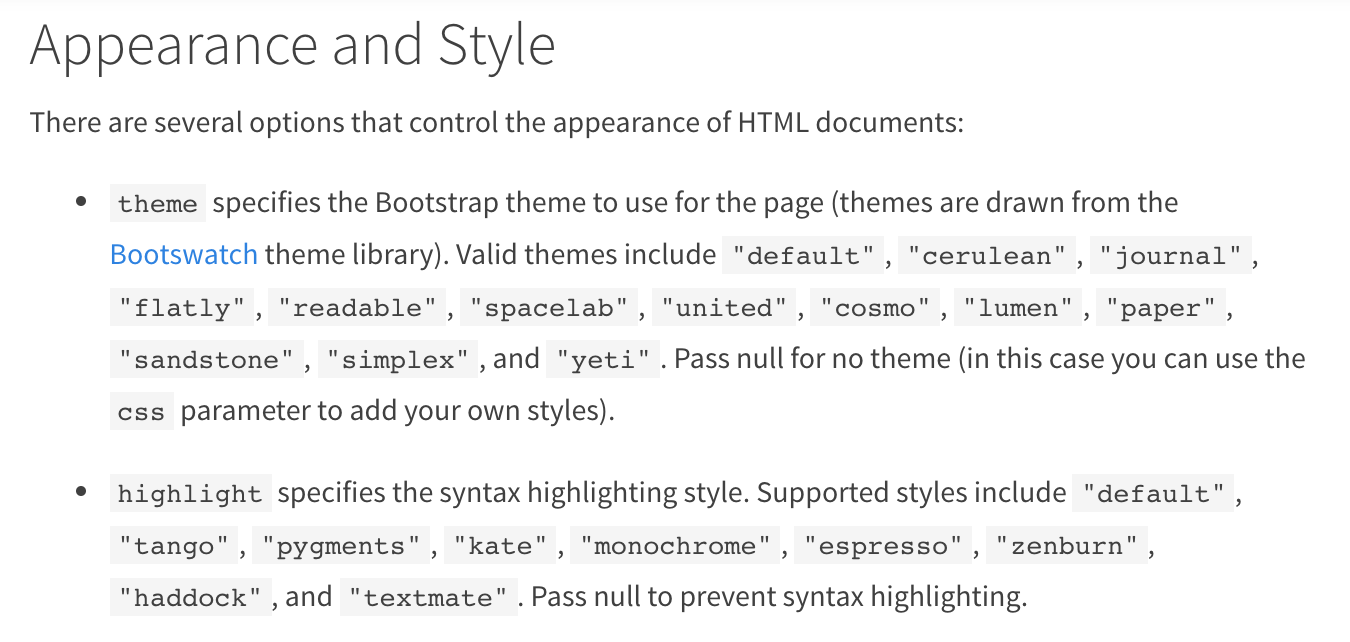 RMarkdown themes & highlighting